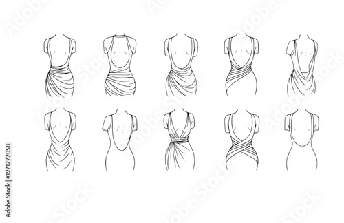 Liquid Drip Backless Dress Silhouette Sticker, Fluid Organic Sensual Vector, Modern Abstract Empowerment Media Icon