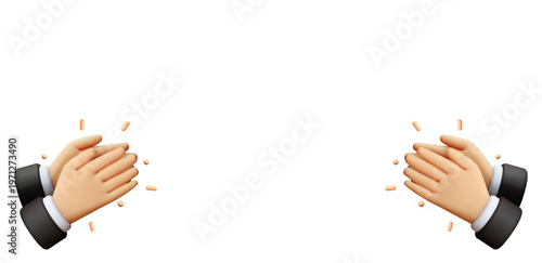 3d businessman hands clapping to show applause and praise. Reward and recognition concept with empty copy space. Dynamic gesture for professional success celebration. Vector illustration