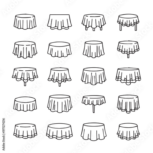 Round Tablecloth Styles CollectionVarious Draping and Leg Designs