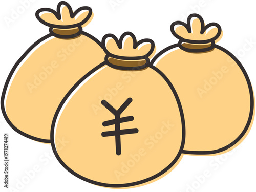 日本円の入った金袋のベクターイラスト