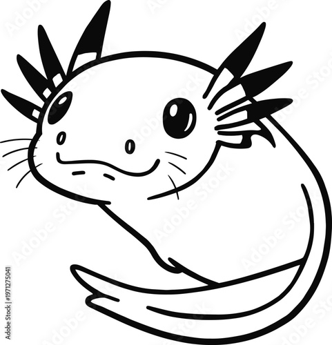 Cute cartoon a illustrator silhouette axolotl