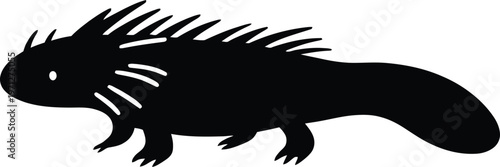 Cute cartoon a illustrator silhouette axolotl