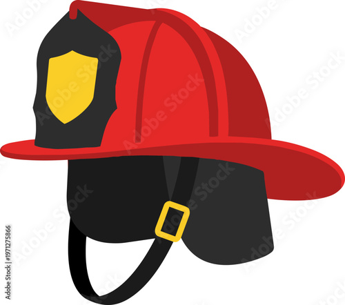 Firefighter helmet with yellow shield.
