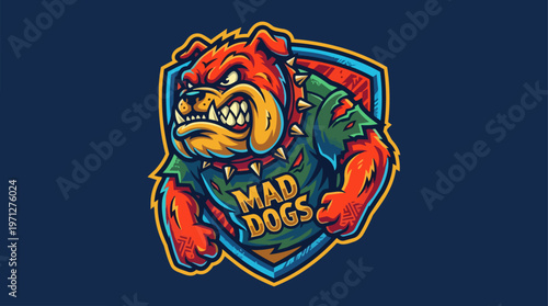 Cartoon angry bulldog mascot logo.