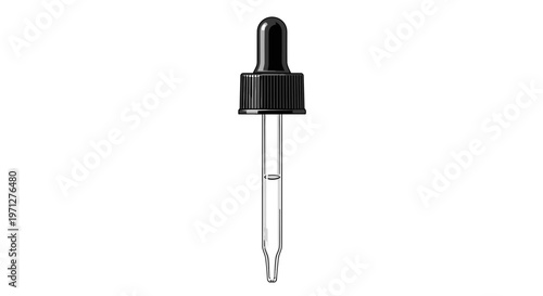 Glass Dropper with Black Cap, Pharmaceutical Dispenser Detail
