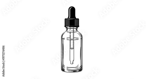 Glass Dropper Bottle with Black Cap, Empty Pharmaceutical Container