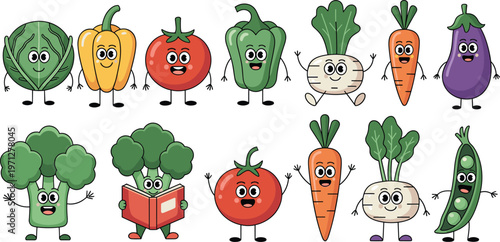 set of cartoon vegetables