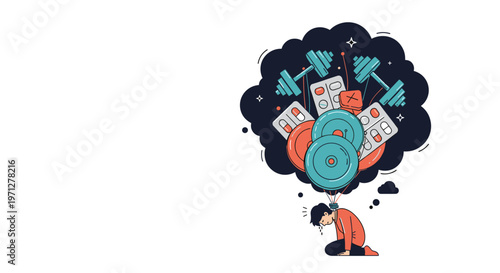 Person feeling overwhelmed and stressed by the pressure of health, fitness, and medication requirements for a better body.