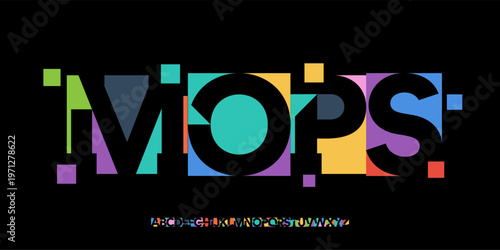 Color Font Logo Alphabet Bauhaus Art Letter Set Modern Typography, Creative Typographic Design for Title Text, Colours Poster Headline, Type Symbol Logotype, Negative Space Fonts. Vector Typeface