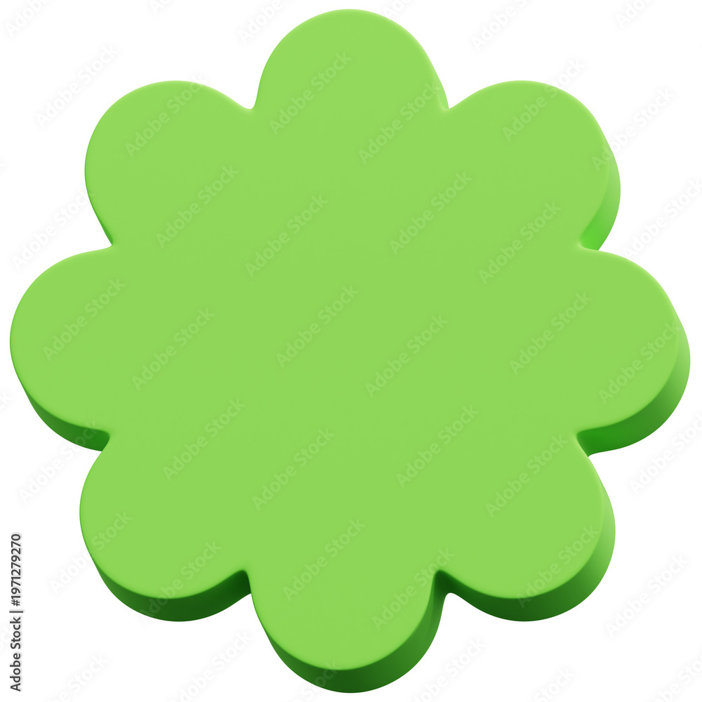 Fototapeta premium 3D Grass Green Abstract Rounded Bloom Flower Shape