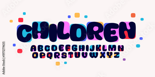 Bold Round Font Logo Alphabet Children Type Color Letter Set Modern Typography, Creative Typographic Design for Title Text, Typo Poster Headline, Type Symbol Logotype, Bubble Fonts. Vector Typeface