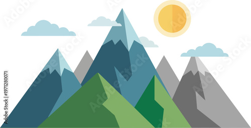 Mountain Range Landscape Illustration.