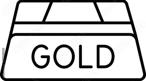 Gold Bar Icon Illustration.