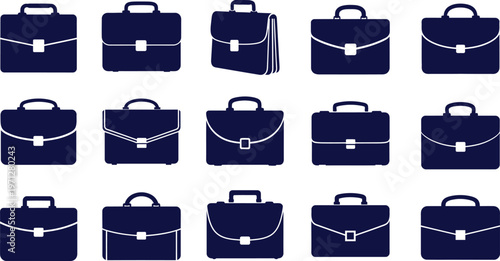 Canvastavla Collection of dark blue briefcases