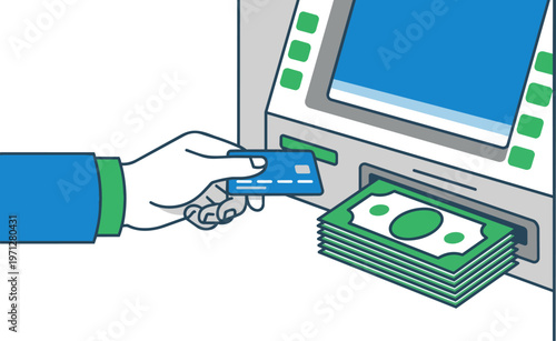 Hand withdrawing cash from ATM.