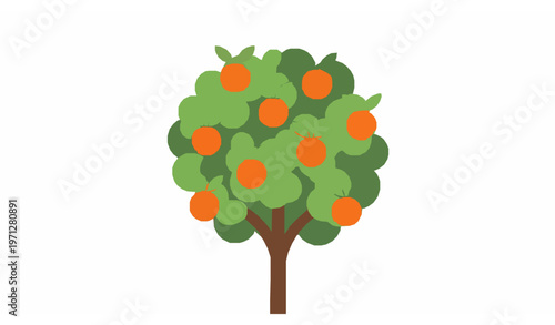 Orange fruit tree flat vector illustration isolated
