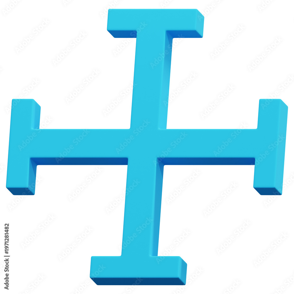 Obraz premium 3D Light Blue Abstract Solid Plus Cross Shape