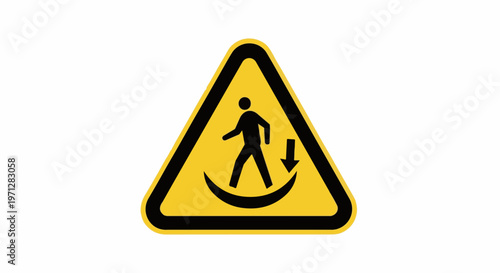 Yellow triangle warning sign with black silhouette of person falling