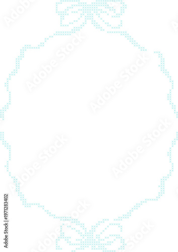 Pastel Cross Stitch Frame Border Illustration, Cute Pixel Embroidery Style Decorative Page Border for Notes, Invitations and Scrapbook Templates