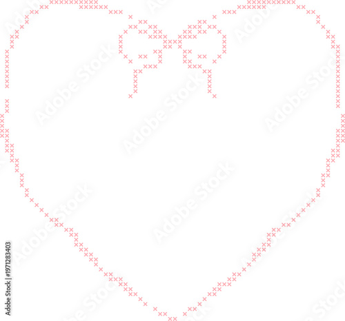 Pastel Cross Stitch Frame Border Illustration, Cute Pixel Embroidery Style Decorative Page Border for Notes, Invitations and Scrapbook Templates