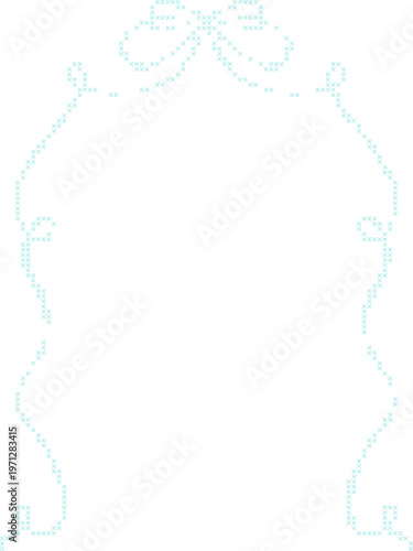 Pastel Cross Stitch Frame Border Illustration, Cute Pixel Embroidery Style Decorative Page Border for Notes, Invitations and Scrapbook Templates