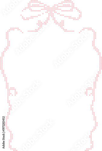 Pastel Cross Stitch Frame Border Illustration, Cute Pixel Embroidery Style Decorative Page Border for Notes, Invitations and Scrapbook Templates