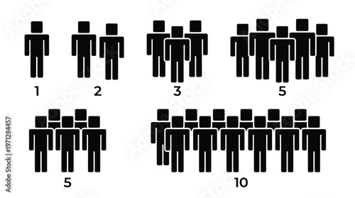 Black human icons in groups of different sizes.