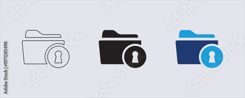 A vector icon, a locked folder or confidential data. user interfaces to indicate secured files, privacy settings, or password-protected documents. Web applications, mobile apps, and business software.