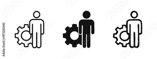 Fotografie Person with Gear Icon Set