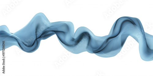 Abstrakte blaue Wellenform auf weißem Hintergrund als elegantes Designelement für moderne Hintergründe und kreative Grafikprojekte.