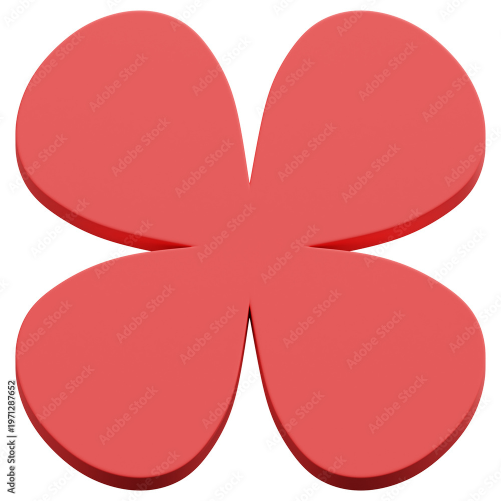 Fototapeta premium 3D Red Abstract Smooth Four Petal Shape