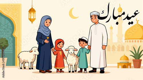 Muslim Family. Adha Mubarak
