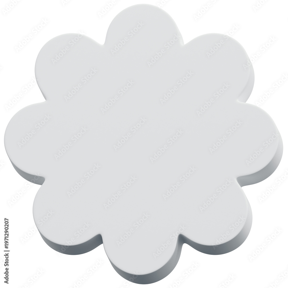 Obraz premium 3D White Abstract Rounded Bloom Flower Shape