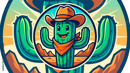 Cartoon cactus in cowboy hat.