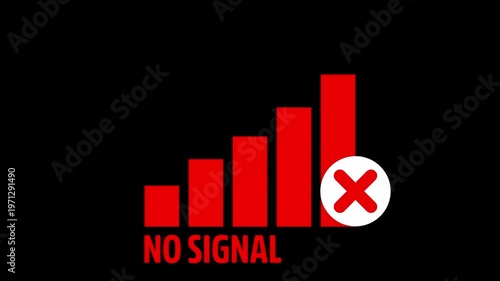 Connectivity signal lost icon animation inside red color digital disconnection communication disruption issue animation on transparent background background in 4K animation with alpha channel