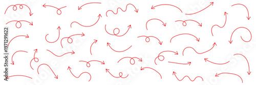 Hand drawn doodle arrows set sketch up arrow left arrow right arrow curved arrow down arrow