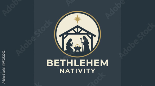 Bethlehem Nativity Scene Logo Design.