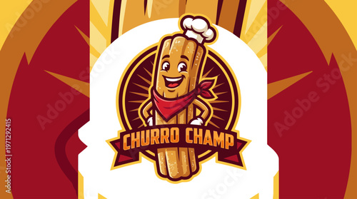 Churro Champ Cartoon Character Logo.