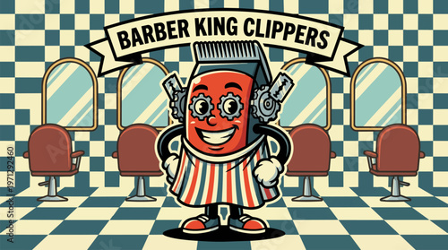 Barber King Clippers Cartoon Character.