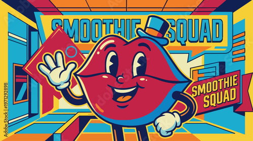 Colorful smoothie mascot character.
