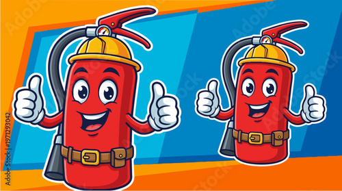 Fire Extinguisher Cartoon Characters.