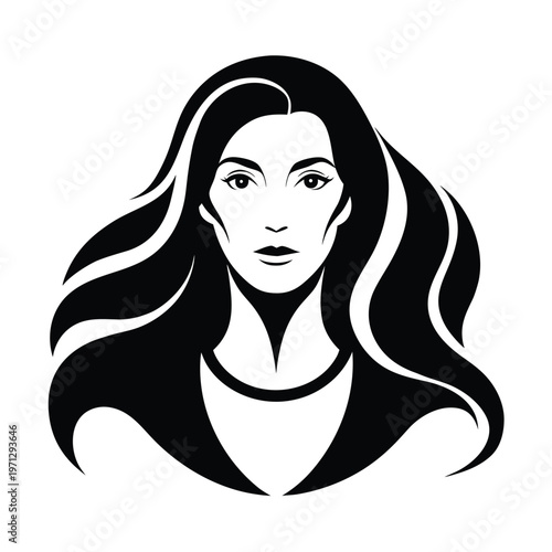 Abstract Woman Face Line Art Vector – Minimalist Female Portrait Clipart, Black and White Printable Illustration Design