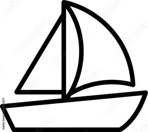 Sailboat Line Drawing Black Outline.
