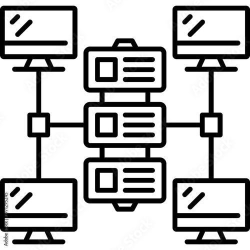 Computing Cluster Outline Icon