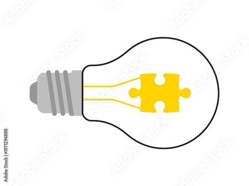 An innovative idea represented by a lightbulb containing a puzzle piece. This image symbolizes creativity, problem-solving, and the integration of ideas
