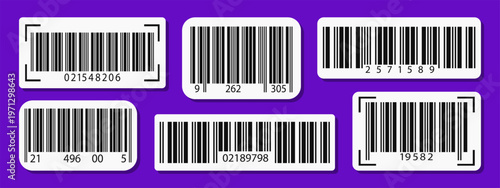 Barcode ean torn with paper label sticker for phone scan y2k. Code grunge old with png cut isbn for mobile product vintage. Vector graphic barcode with bar paper cardboard for label geometric price.