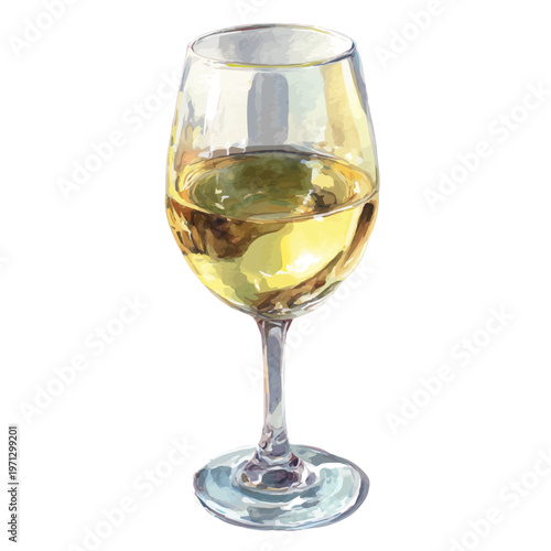 Wine Glass watercolor vector illustration, high-quality artwork isolated on a pure white background.