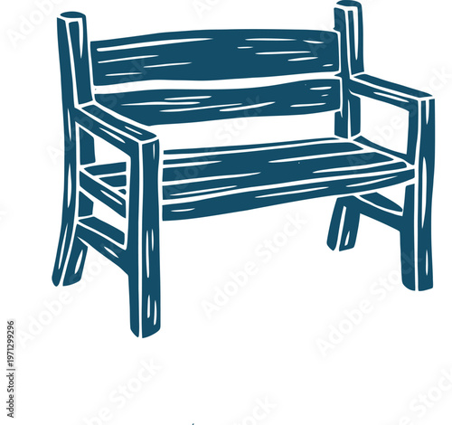 Blue wooden bench with rustic and simple structure