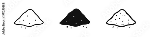 Pile of Granular Material Icon Set, Heap of Sand, Sugar, Salt, or Powder