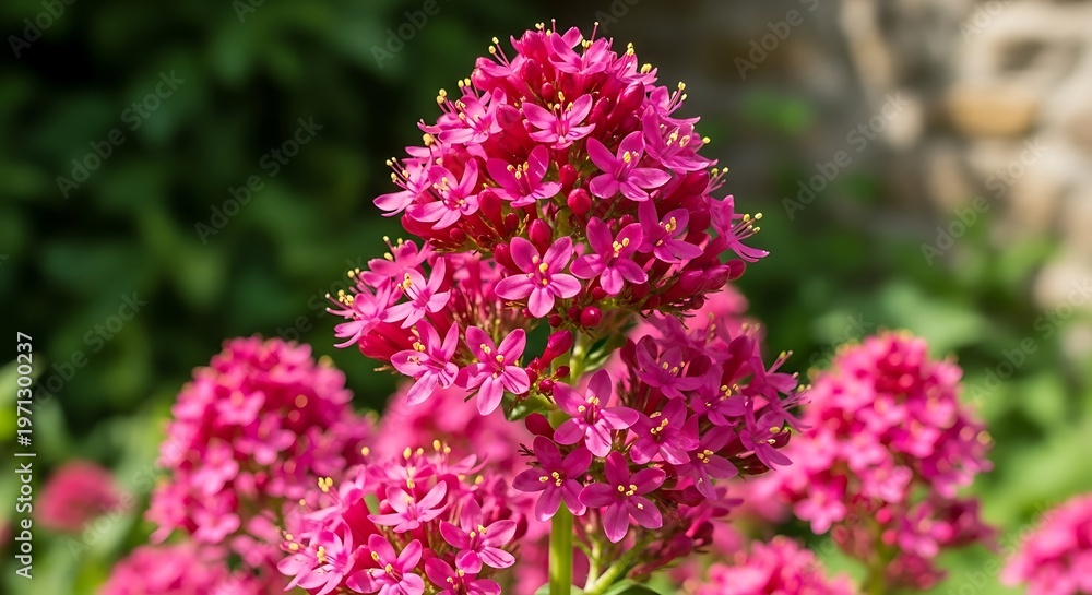 Obraz premium Vibrant Red Valerian Blossoms in Full Bloom.